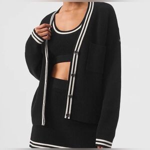 Alo Tennis Club Sweater Knit Cardigan (black) ✨ size Large